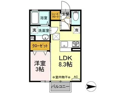 クラージュ(1LDK/1階)の間取り写真