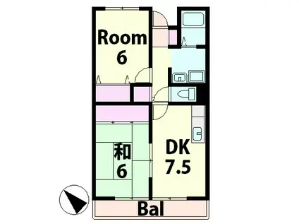 サンセールイマムラ(2DK/2階)の間取り写真