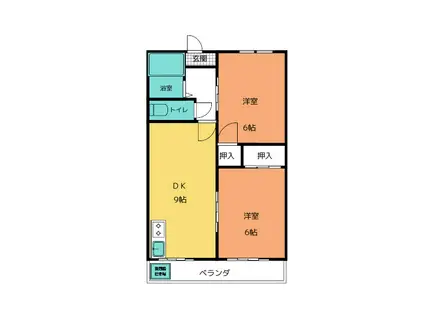 ハイツコシイシII(2DK/1階)の間取り写真