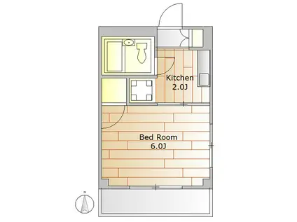 コウエイマンション目黒(1K/3階)の間取り写真