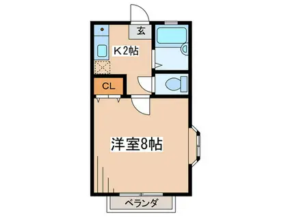 ＪＲ横浜線 矢部駅 徒歩10分 2階建 築23年(1K/1階)の間取り写真