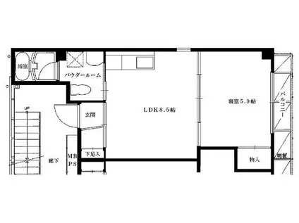 シーマーク芦屋(1LDK/3階)の間取り写真
