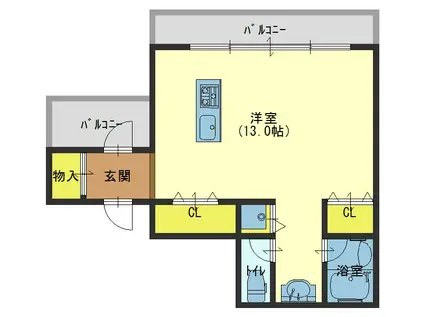 アローブロアー緑橋(1K/4階)の間取り写真
