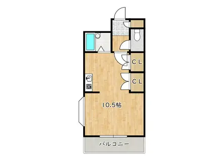 マツダ21天美(ワンルーム/1階)の間取り写真