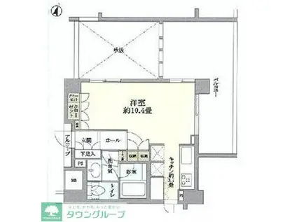 オーベル三軒茶屋DR(1K/4階)の間取り写真