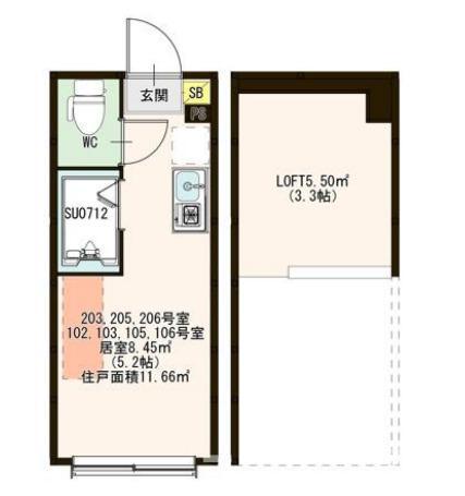 ハーモニーテラス上板橋(ワンルーム/2階)の間取り写真