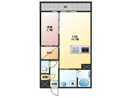 トレス天満A(1LDK/3階)の間取り写真