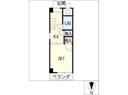 マルベリーマンション(1K/2階)の間取り写真
