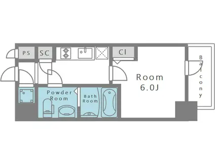 エスリードレジデンス梅田フロント(1K/5階)の間取り写真