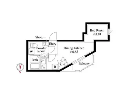 グランパセオ中目黒II(1DK/4階)の間取り写真