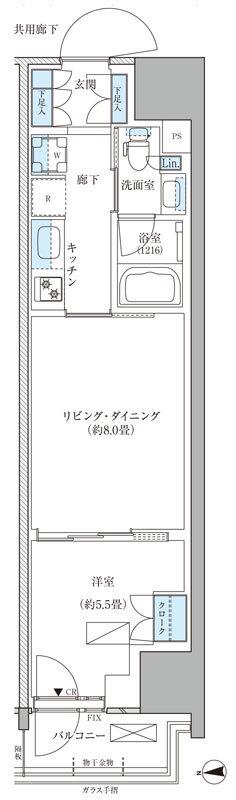 パークアクシス品川天王洲アイル(1LDK/5階)の間取り写真