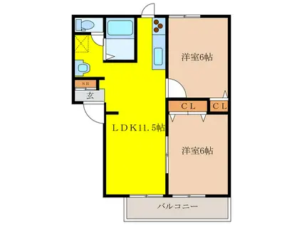 ペンギン村(2LDK/2階)の間取り写真