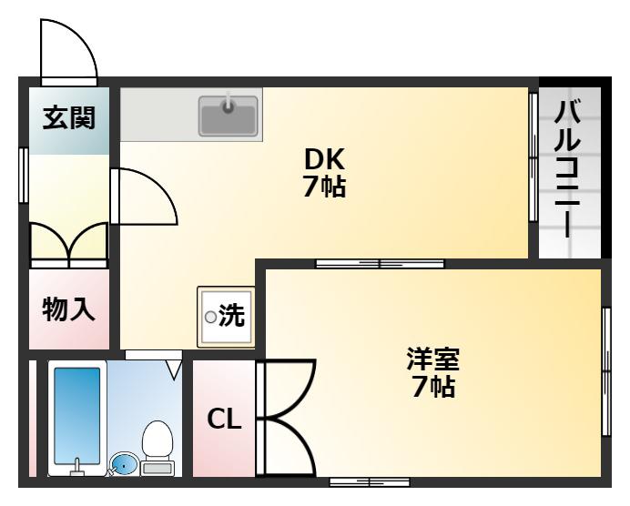 グリーンハイツ佐野(1DK/3階)の間取り写真