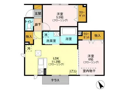 HANA(2LDK/1階)の間取り写真