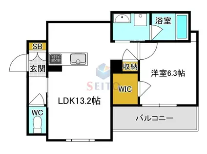 ブルーム江坂(1LDK/3階)の間取り写真