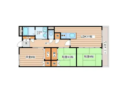 ウエストキャッスル(3LDK/3階)の間取り写真