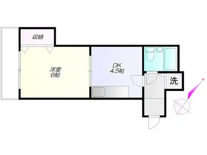 サンフラット佐藤(1DK/6階)の間取り写真