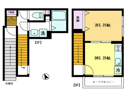 第1三田サンハイツ(1DK/2階)の間取り写真
