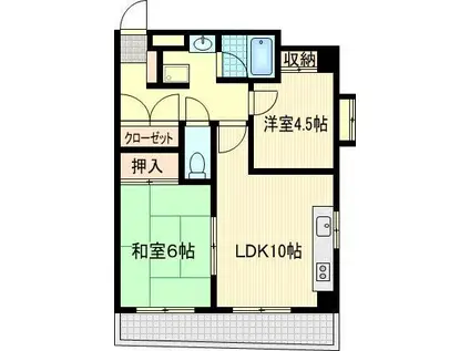 ペアパレスAOKI(2LDK/4階)の間取り写真