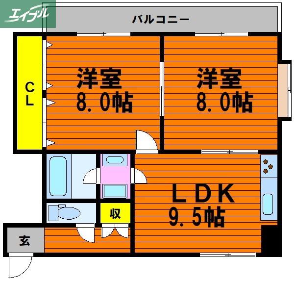 パークサイド幸町(2LDK/7階)の間取り写真