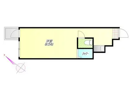 新宿フラワーハイホーム(ワンルーム/3階)の間取り写真