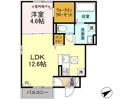 フォルグランツII(1LDK/1階)の間取り写真