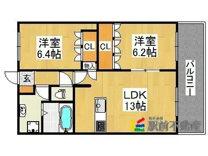 FOREST美咲(2LDK/2階)の間取り写真