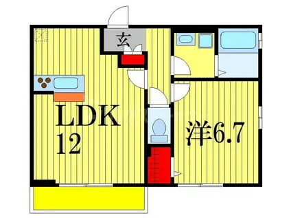 アウラ西船(1LDK/1階)の間取り写真