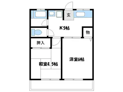 シティハイムしもやま2(2DK/1階)の間取り写真