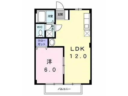 ファインシティB(1LDK/1階)の間取り写真
