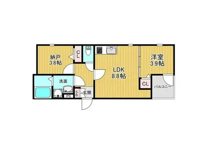 リオグランデ金田(1SLDK/2階)の間取り写真