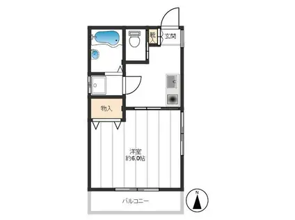 スーヴェニール(1K/2階)の間取り写真