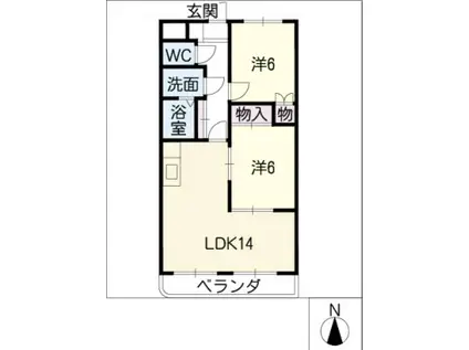 スカイハイツ野田(2LDK/4階)の間取り写真