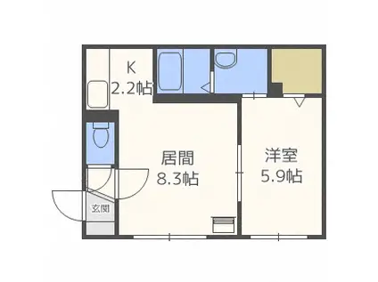 グランメール 新道東駅北(1LDK/4階)の間取り写真