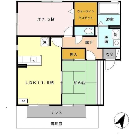 ビューハイツ西蒲田(2LDK/1階)の間取り写真