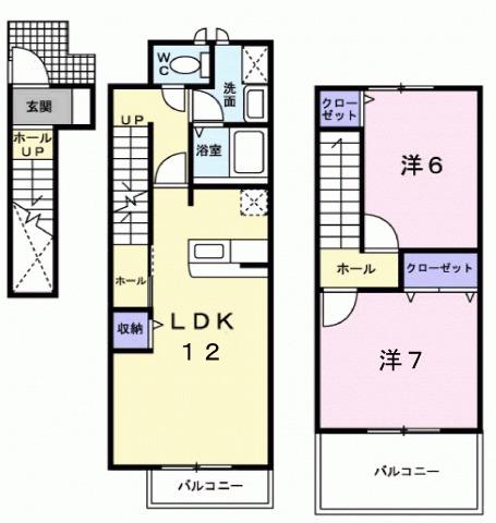 メゾン・デスパシオ(2LDK/2階)の間取り写真