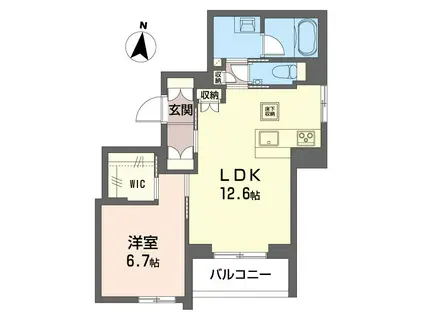 リアン下馬 イースト(1LDK/1階)の間取り写真