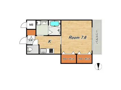 グランレブリー桂川(1K/3階)の間取り写真