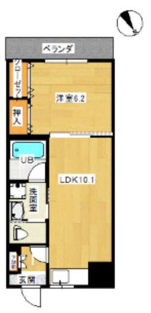ピアコートB(1LDK/3階)の間取り写真