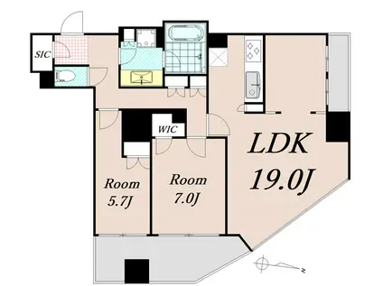 ザ・ファインタワーウエストコースト(2LDK/25階)の間取り写真