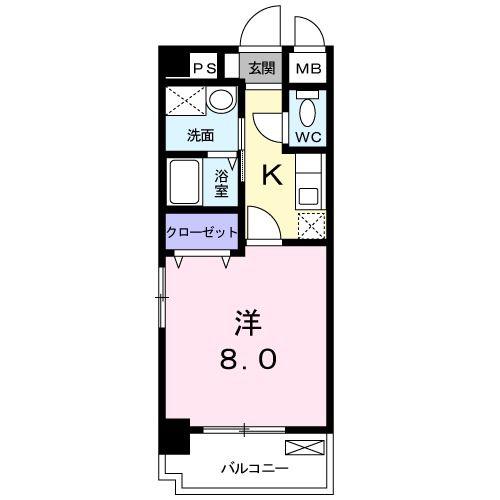 アルデール麻里布(1K/2階)の間取り写真