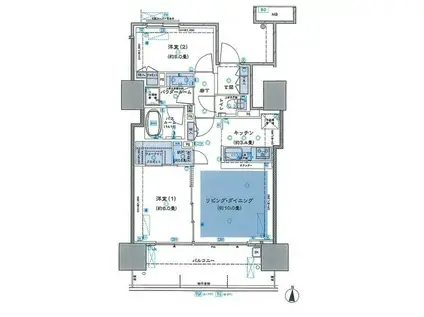 ザ・グランアルト錦糸町(2LDK/9階)の間取り写真