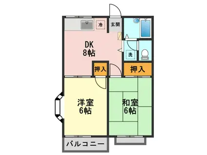ヴィリア I(2LDK/2階)の間取り写真