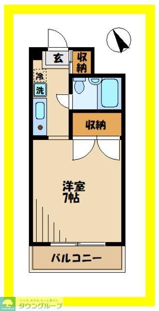 ヴェルデ多摩川(1K/1階)の間取り写真