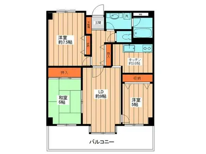 アビイマンション(3LDK/6階)の間取り写真