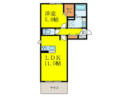 アムールハイム春日原(1LDK/1階)の間取り写真