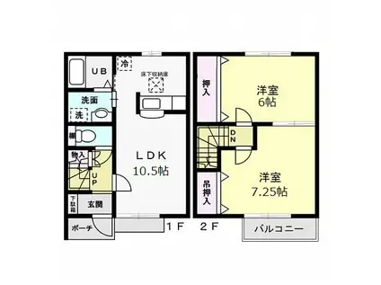 ネオグラス(2LDK/1階)の間取り写真