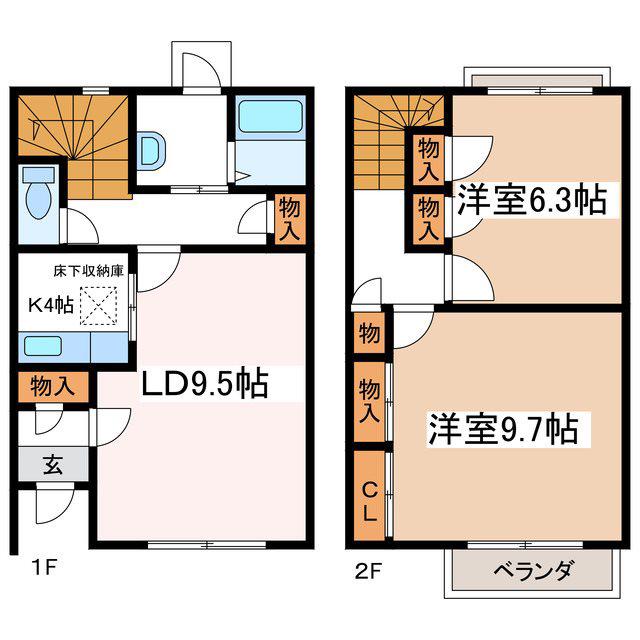 ブランシェMOMO C(2LDK/2階)の間取り写真