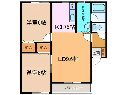 ノースプロムナード66 A(2LDK/1階)の間取り写真