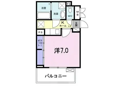 コンフォール(1K/2階)の間取り写真